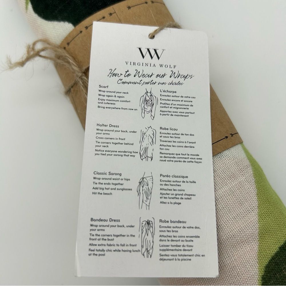 Virginia Wolf Botanical Green Multi Wear Wrap Scarf Sarong Halter dress NWT - Picture 6 of 13